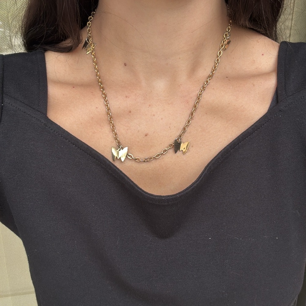 Vintage Y2K gold butterfly necklace coquette cottage core butterfly fairy inspo